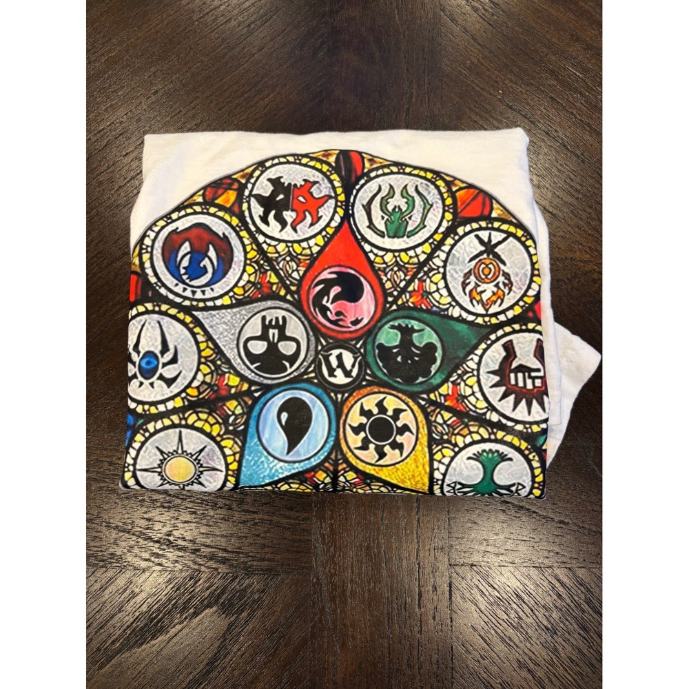 Gildan Magic The Gathering Mana Symbols White graphic T Shirt Adult Medium - Picture 4 of 11